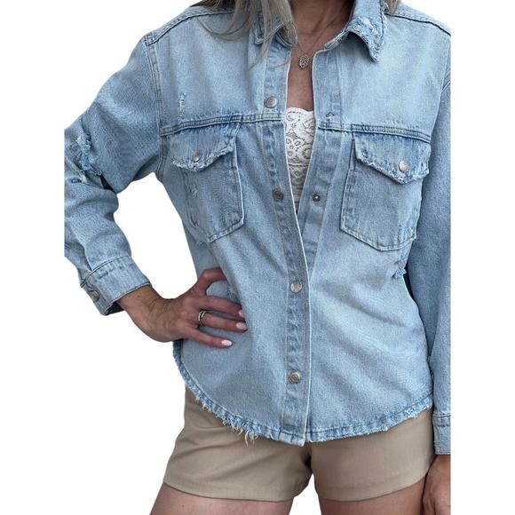 NEW SIGNATURE8 edgy jean jacket in washed blue - Picture 2 of 2